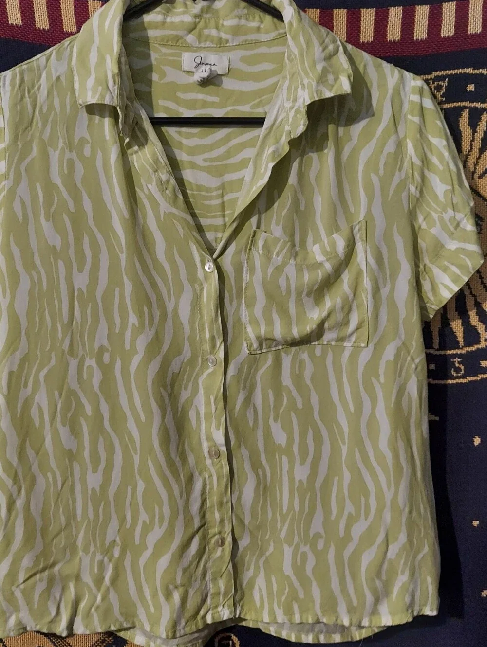Yellow White Zebra Print Casual Button Up Retro Shirt